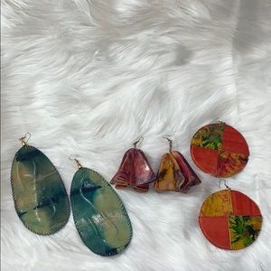 (3 pair for $22) Handcrafted Earrings 🌎🔵🟢🟣🟠